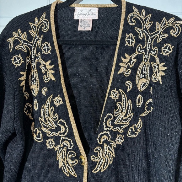 Vintage Jaclyn Smith Black Embellished Cardigan, Size Small - Picture 5 of 13